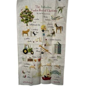 Red Tractor Designs Australia 12 Days Of a Christmas Linen Tea Towel